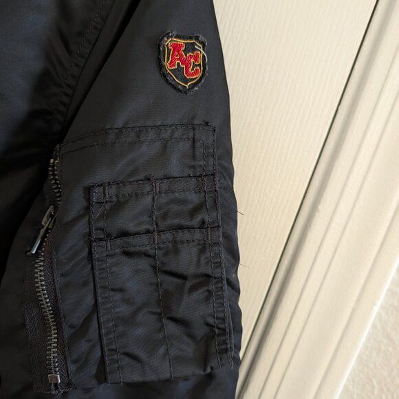 Schott NYC Nylon Black MA-1 Bomber Jacket size S - Picture 3 of 7
